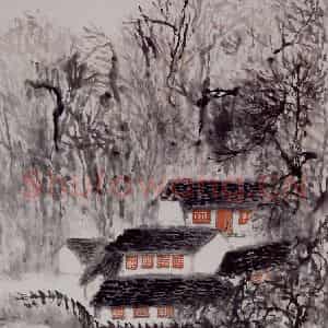 1961年 石鲁《山居小景》国画山水写意作品图片鉴赏