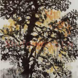 1961年 石鲁《秋树林》国画花鸟写意作品图片鉴赏