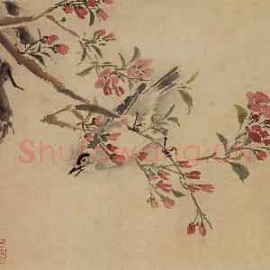 1940年 汪慎生《临孙隆花鸟册页》国画花鸟写意作品图片鉴赏