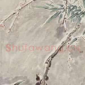 1939年 汪慎生《山茶花松鼠》国画花鸟工笔作品图片鉴赏