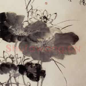60年代 汪慎生《墨荷》国画花鸟写意作品图片鉴赏