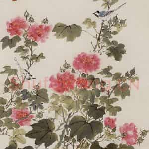 60年代 汪慎生《霜艳图》国画花鸟兼工帯写作品图片鉴赏