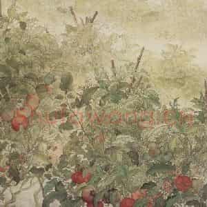 1954年 汪慎生《西红柿》国画花鸟工笔作品图片鉴赏