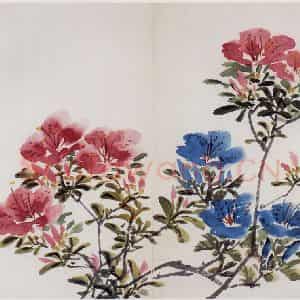 1954年 汪慎生《花卉册页》国画花鸟工笔作品图片鉴赏