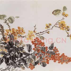 1957年 汪慎生《花鸟册页》国画花鸟工笔作品图片鉴赏