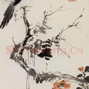 50年代 汪慎生《水仙茶花斑鸠》国画花鸟工笔作品图片鉴赏