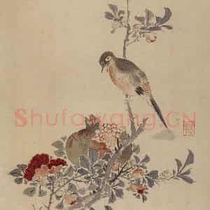 1936年 汪慎生《工笔花鸟册页》国画花鸟工笔作品图片鉴赏
