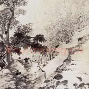 50年代 汪慎生《郊外》国画花鸟写意作品图片鉴赏
