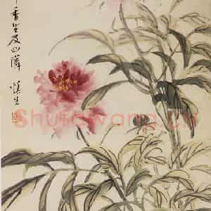 1960年 汪慎生《芍药》国画花鸟写意作品图片鉴赏