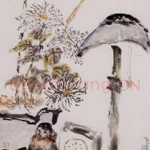 1992年 朱屺瞻《卧室用品》国画综合作品图片鉴赏