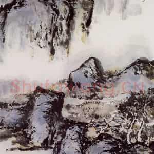 1992年 朱屺瞻《无题山水》国画山水作品图片鉴赏