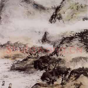 1993年 朱屺瞻《无题山水》国画山水作品图片鉴赏
