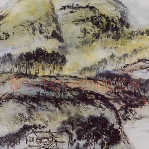 1988年 朱屺瞻《短衣匹马》国画山水作品图片鉴赏