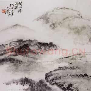 1988年 朱屺瞻《晴山余雨姿》国画山水作品图片鉴赏
