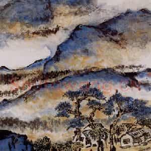 1990年 朱屺瞻《特爱松风》国画山水作品图片鉴赏