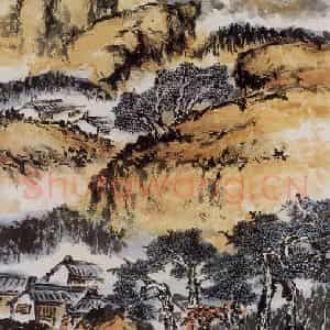 1990年 朱屺瞻《松涛》国画山水作品图片鉴赏