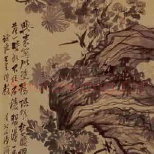 明末清初 石涛《竹石菊兰图》国画花鸟作品图片鉴赏