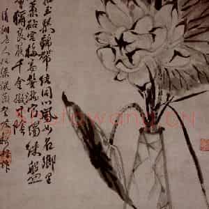 明末清初 石涛《锦带同心图》国画花鸟作品图片鉴赏
