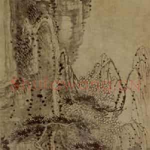 明末清初 石涛《山亭听雨》国画山水作品图片鉴赏