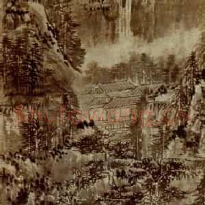 明末清初 石涛《溪阁图》国画山水作品图片鉴赏