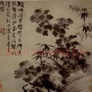明末清初 石涛《竹菊图》国画花鸟作品图片鉴赏