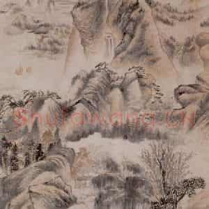 1687年 石涛《江天山色图》国画山水作品图片鉴赏