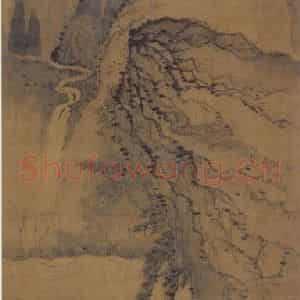 1675年 石涛《松阁临泉图》国画山水作品图片鉴赏