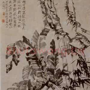 1686年 石涛《蕉菊竹石图》国画综合作品图片鉴赏