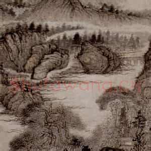 1691年 石涛《古木垂阴图》国画山水作品图片鉴赏