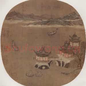 南宋 无名氏《龙舟竞渡图》国画山水作品图片鉴赏