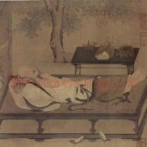 北宋《槐荫消夏图》国画人物作品图片鉴赏