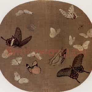南宋 李安忠《晴春蝶戏图》国画花鸟作品图片鉴赏