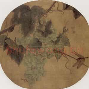 南宋 林椿《葡萄草虫图》国画花鸟作品图片鉴赏