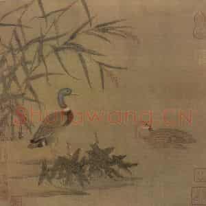 北宋 黄筌《溪芦野鸭图》国画花鸟作品图片鉴赏