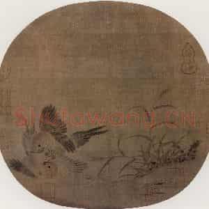 南宋《斗雀图》国画花鸟作品图片鉴赏