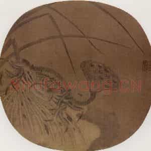 北宋 黄居采《晚荷郭索图》国画花鸟作品图片鉴赏