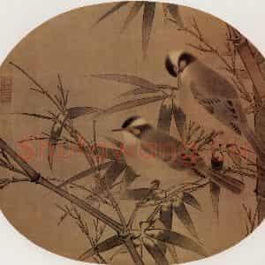 南宋《白头丛竹图》国画花鸟作品图片鉴赏