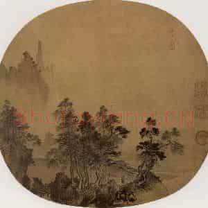南宋 夏圭《烟岫林居图》国画山水作品图片鉴赏