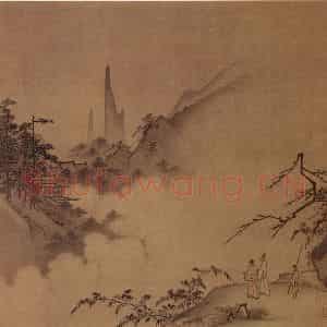 南宋 夏圭《云峰远眺图》国画山水作品图片鉴赏