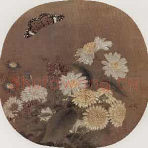 南宋 朱绍宗《菊丛飞碟图》国画花鸟作品图片鉴赏