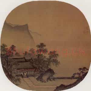 南宋 无名氏《深堂琴趣图》国画山水作品图片鉴赏