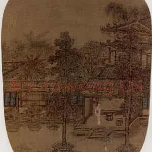 南宋 无名氏《桐荫玩月图》国画人物作品图片鉴赏