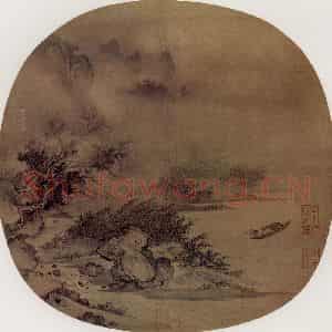 南宋 无名氏《风雨归舟图》国画山水作品图片鉴赏