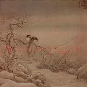 南宋 无名氏《鸟桕文禽图》国画花鸟作品图片鉴赏