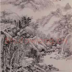 明代 王时敏《仿古山水图册》国画山水作品图片鉴赏