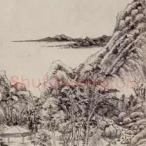 明代 王时敏《落木寒泉图轴》国画山水作品图片鉴赏