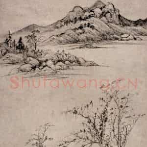 明代 王时敏《溪山亭子图轴》国画山水作品图片鉴赏