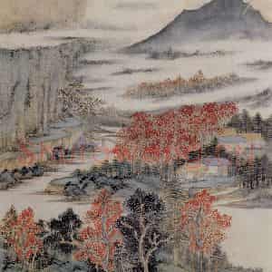 明代 王时敏《仿杜甫诗意图册》国画山水作品图片鉴赏