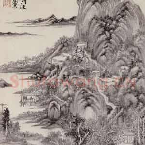明代 王时敏《仿杜甫诗意图册》国画山水作品图片鉴赏