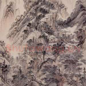 明代 王时敏《秋山晓霁图轴》国画山水作品图片鉴赏